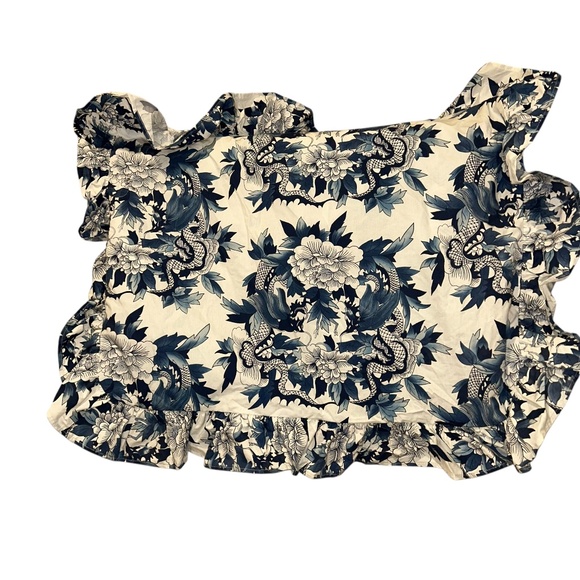 Ralph Lauren Porcelain Blue white Tamarind standard ruffle Sham AS NEW - Picture 1 of 4